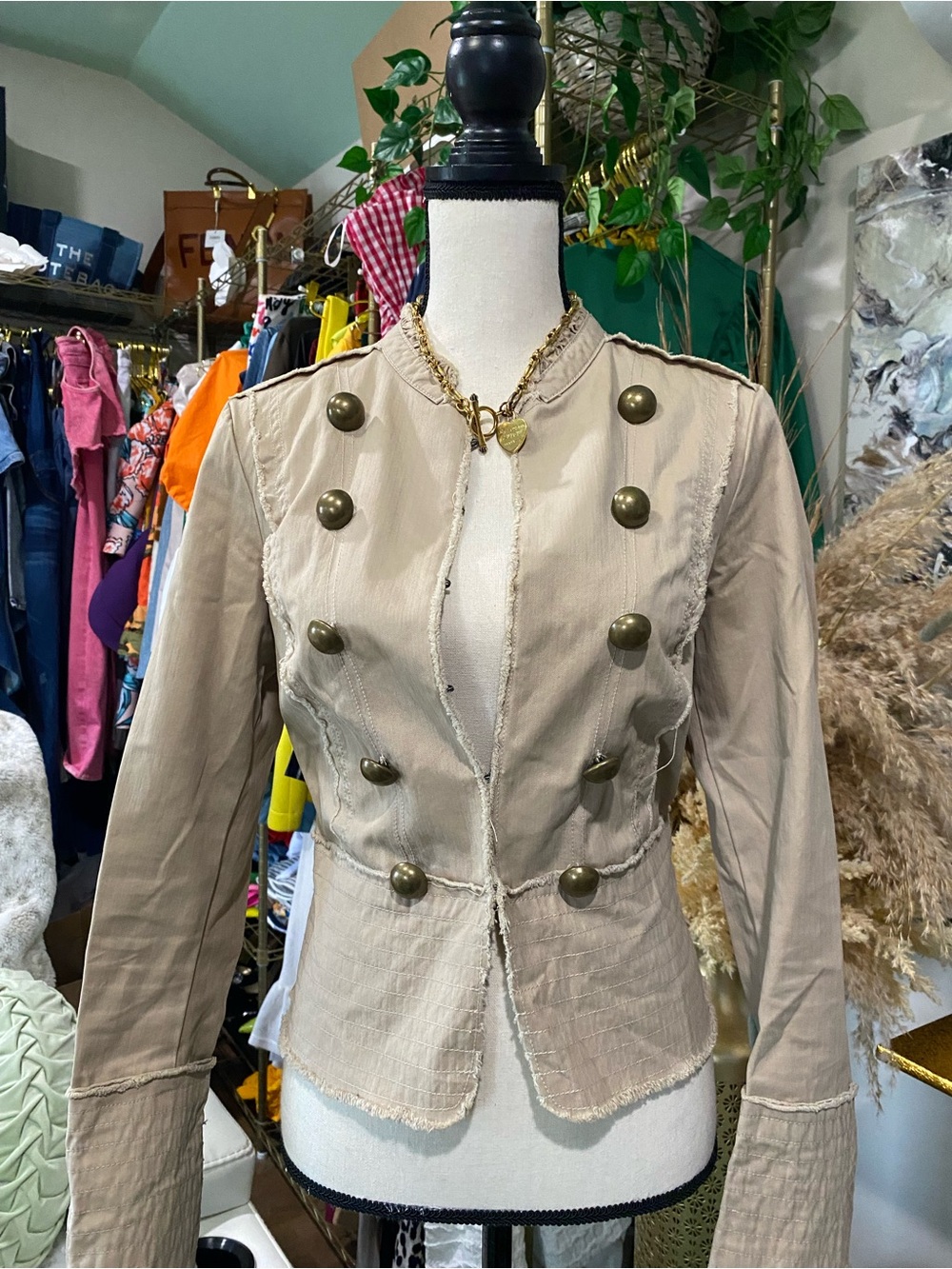 Old Navy Khaki Military-Style Double-Breasted Blazer